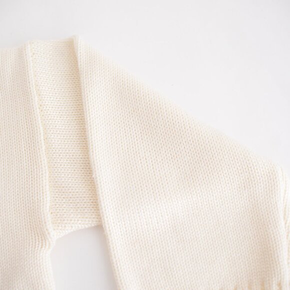 Vintage Lee Wright Cream 16% Wool Knit Button Cropped Cardigan Sweater M - Picture 5 of 10